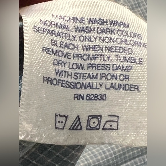 Land’s End men’s long sleeve plaid button-down shirt size 17.5/ 35 blue/ gray - Picture 9 of 9